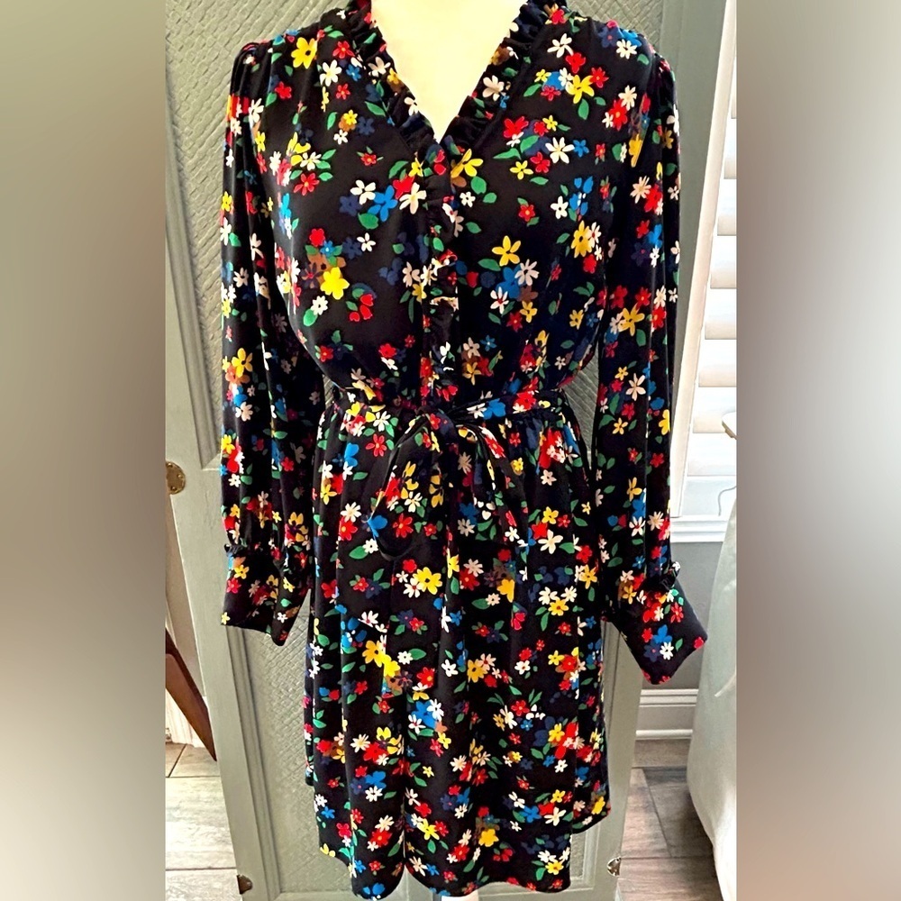 Kate spade bright floral tie waist dress